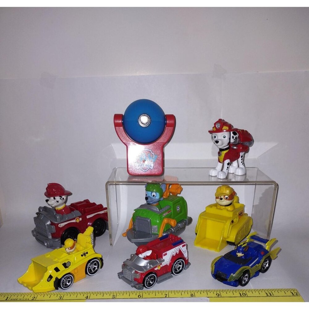 Paw Patrol Lot 8 Figures Vehicles Night Light Marshall Rocky Rubble Chase EMT